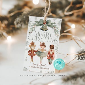 Weihnachten Nussknacker Geschenkanhänger Sofortiger Download Frohe Weihnachten Nussknacker Ballett Printable Weihnachten Tag Gastgeschenke Personalisierte Corjl