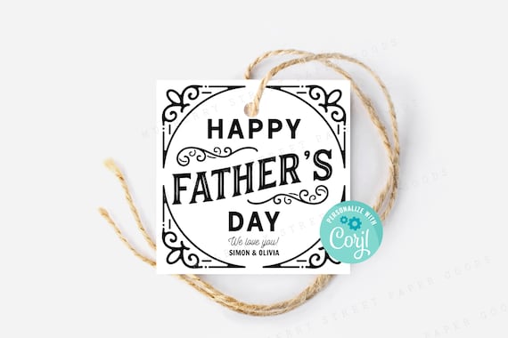 Printable Happy Father's Day Gift Tag Vintage Inspired | Etsy