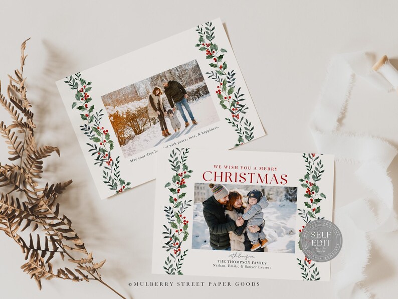 Editable Christmas Photo Card Printable Digital Download Christmas Card ...