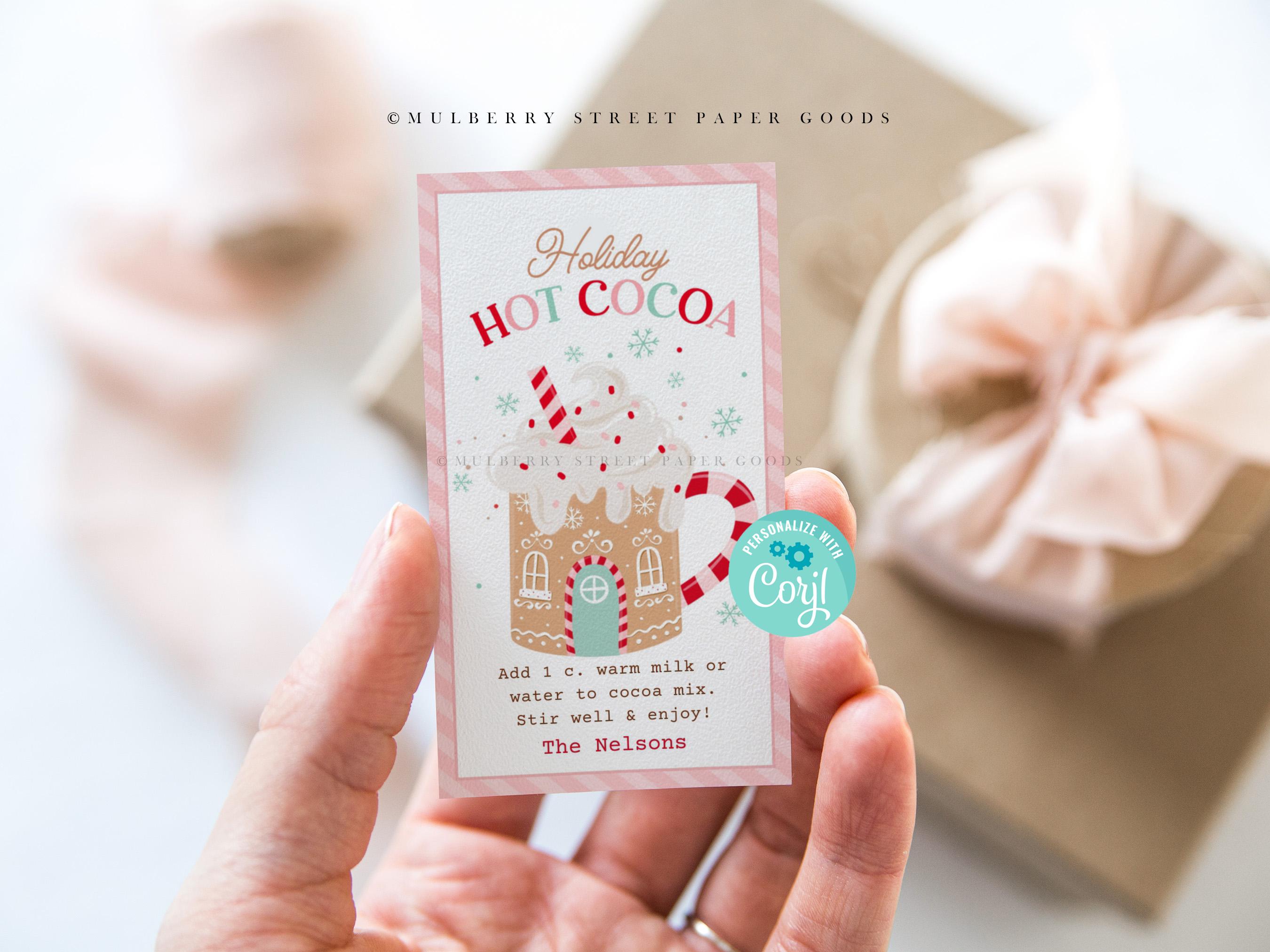 Christmas Hot Cocoa Gift Tag Printable Digital Download Pink Christmas ...