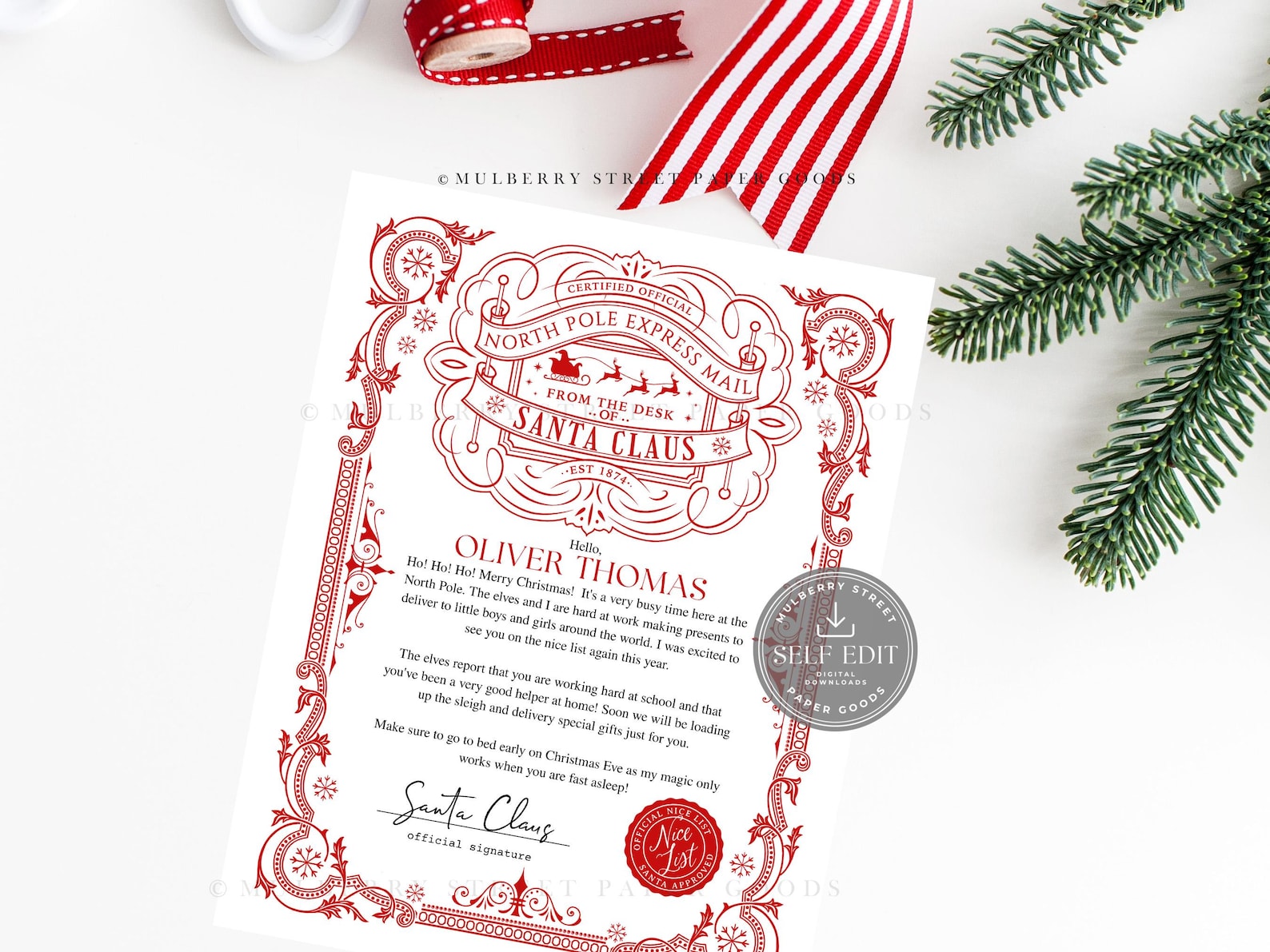 Editable Letter From Santa Printable Digital Download Canva Template ...