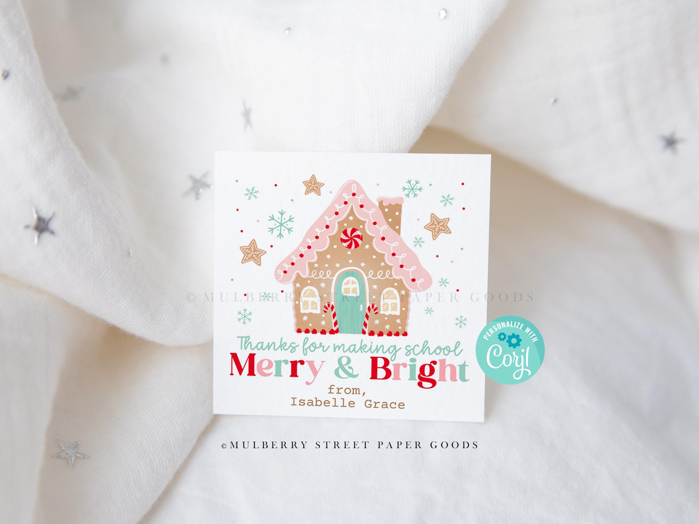 Editable Pink Gingerbread House Christmas Gift Tag All Text Editable ...