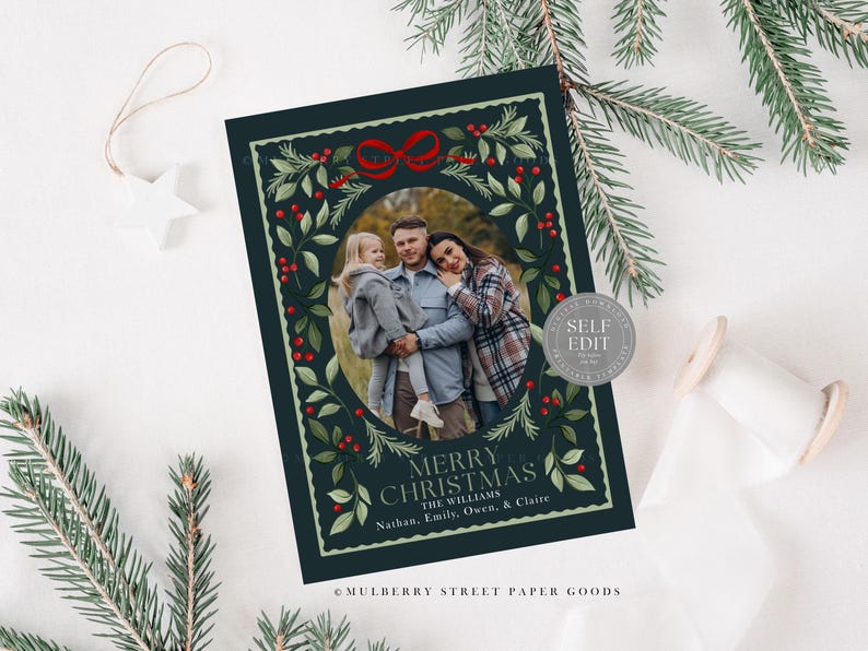 Editable Christmas Card Printable Digital Download Watercolor Custom ...