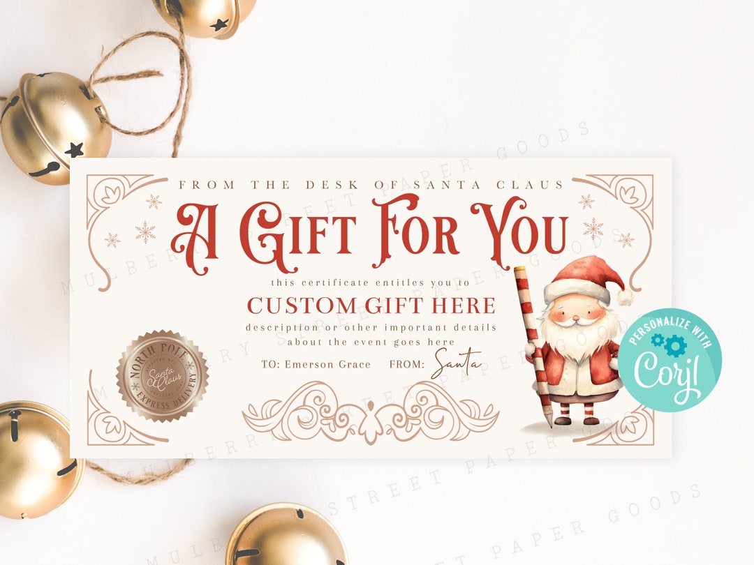 From the Desk of Santa A Gift for You Gift Certificate Printable, Santa ...