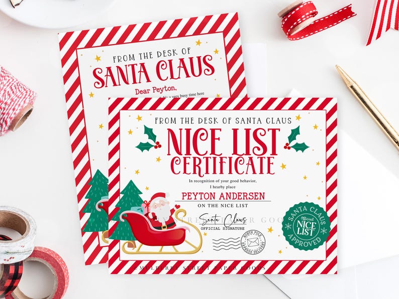 Editable Letter From Santa Canva Template Personalized Nice List Santa ...