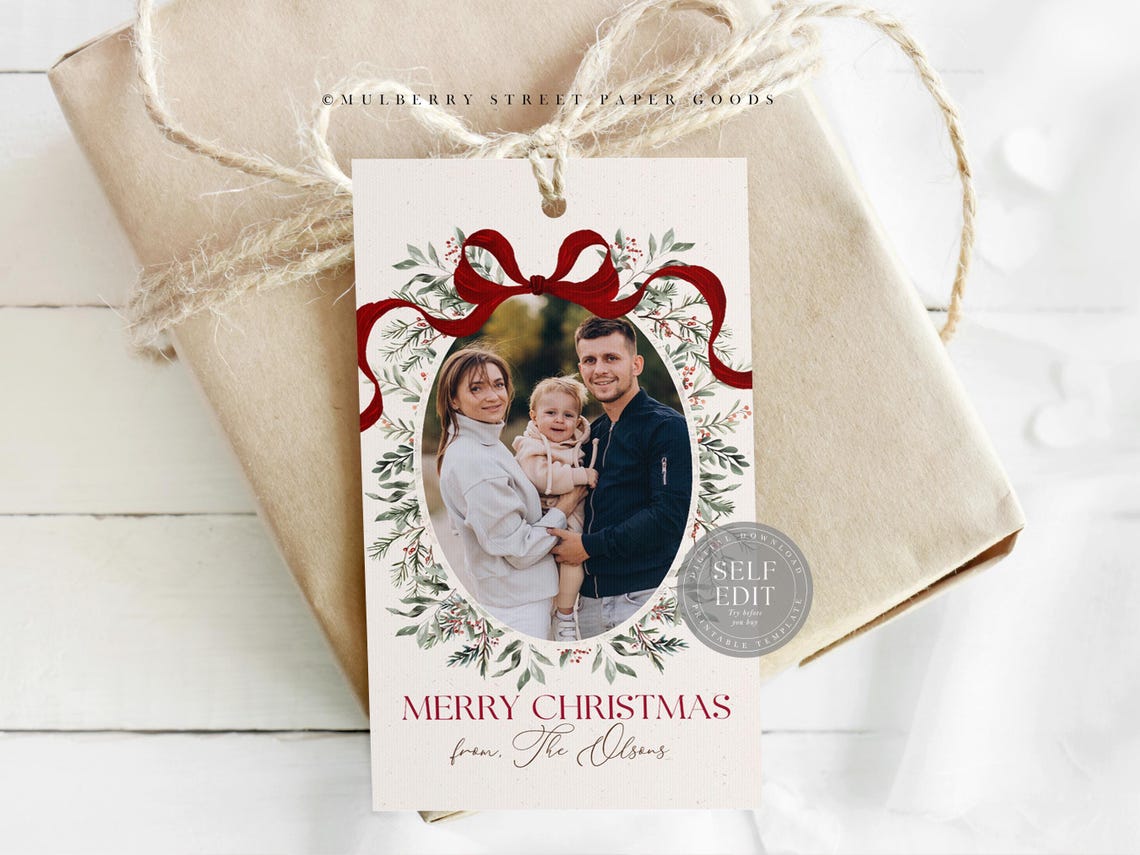 Editable Christmas Photo Gift Tag Printable Digital Download ...