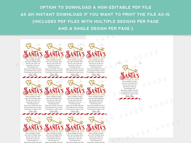 Magical Key Label Printable Santa's Magical Golden Key Tag, Editable Santa's Magic Key ...