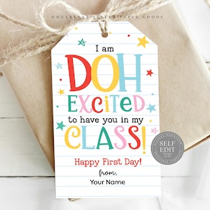 First Day Of School Gift Tag Canva Template Instant Download Back To School Class Gift Doh Treat Tag Digital Download Gift For Students