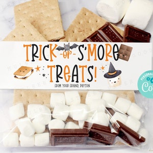 Topper imprimable pour sac de bonbons S'mores, Halloween S'more Treat sac imprimable, personnaliser avec Corjl, téléchargement immédiat