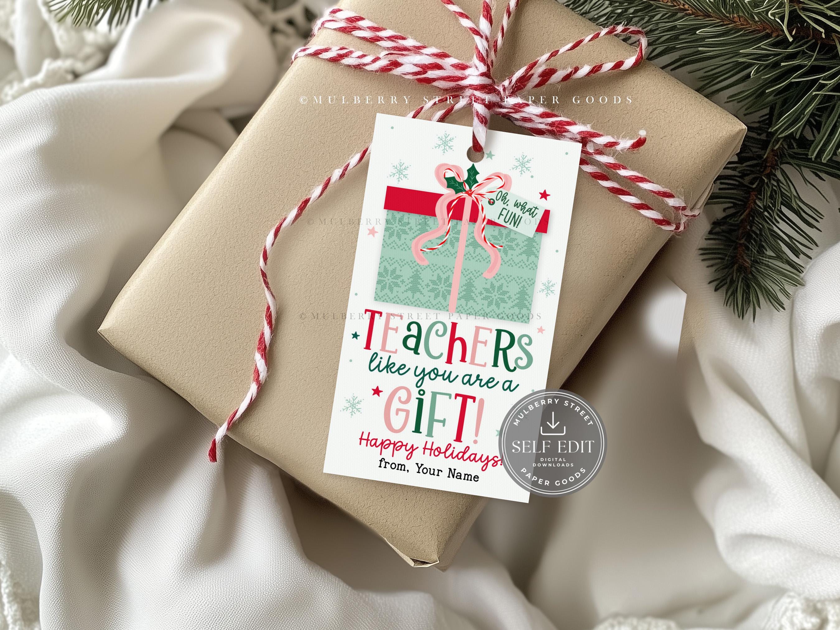 Teacher Christmas Gift Tag Printable Digital Download Canva Template ...