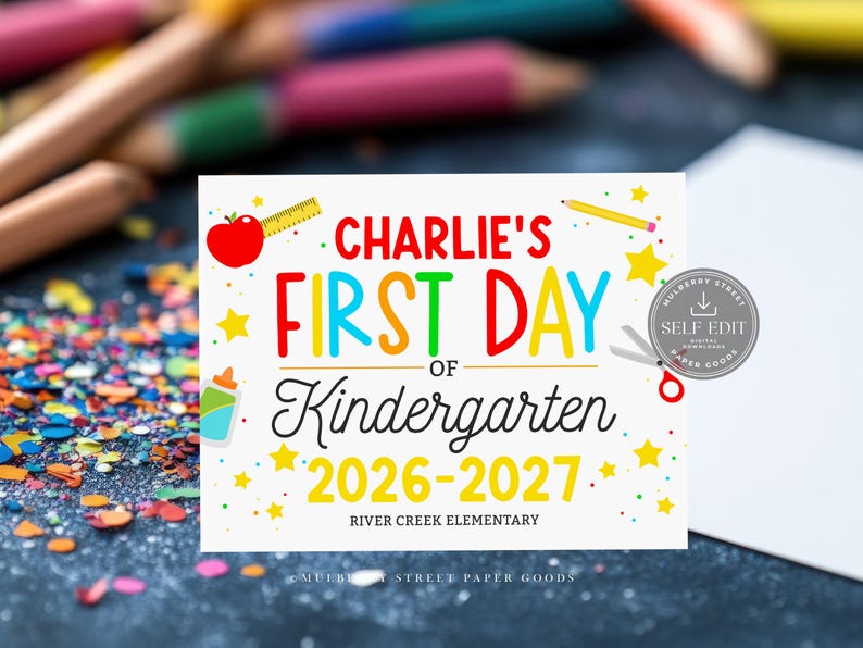 Plantilla de Canva para cartel personalizado del primer día de clases, editable e imprimible (tamaño carta, descarga digital de Corjl) imagen 7