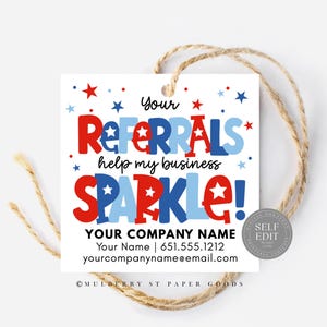 4 juli Zakelijke verwijzingen Cadeaukaartje Afdrukbaar Fourth of July-sjabloon voor onroerend goed Canva-sjabloon Marketing makelaar voor kleine bedrijven
