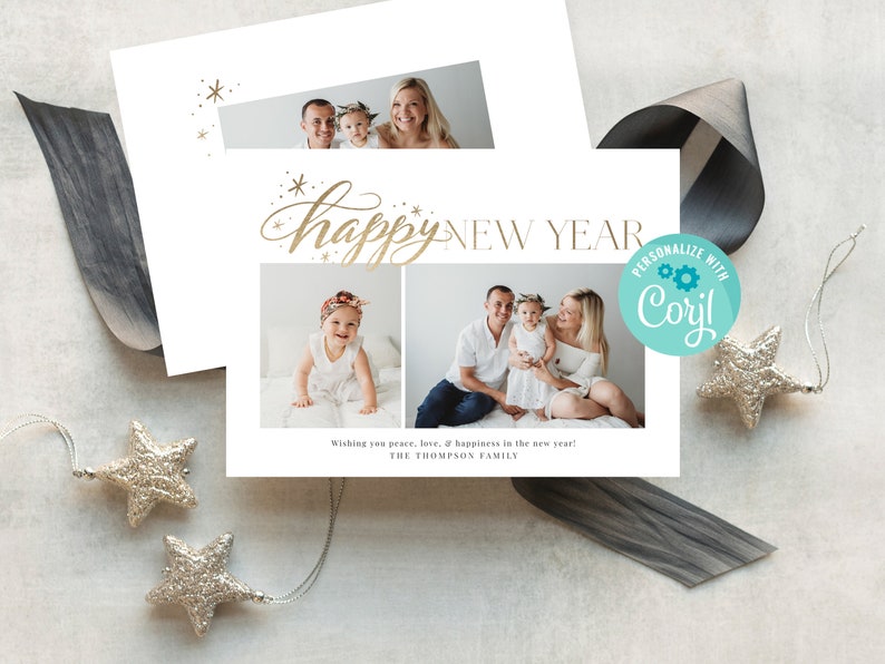 Printable Happy New Year Photo Card Instant Download New Year - Etsy