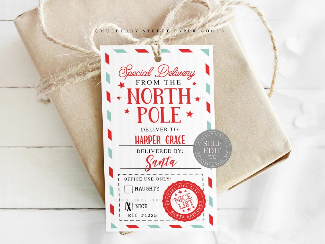 Editable Santa Gift Tag Printable Digital Download Christmas Santa ...