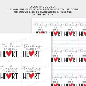 Printable Teaching is a Work of Heart Gift Tag, Instant Download ...