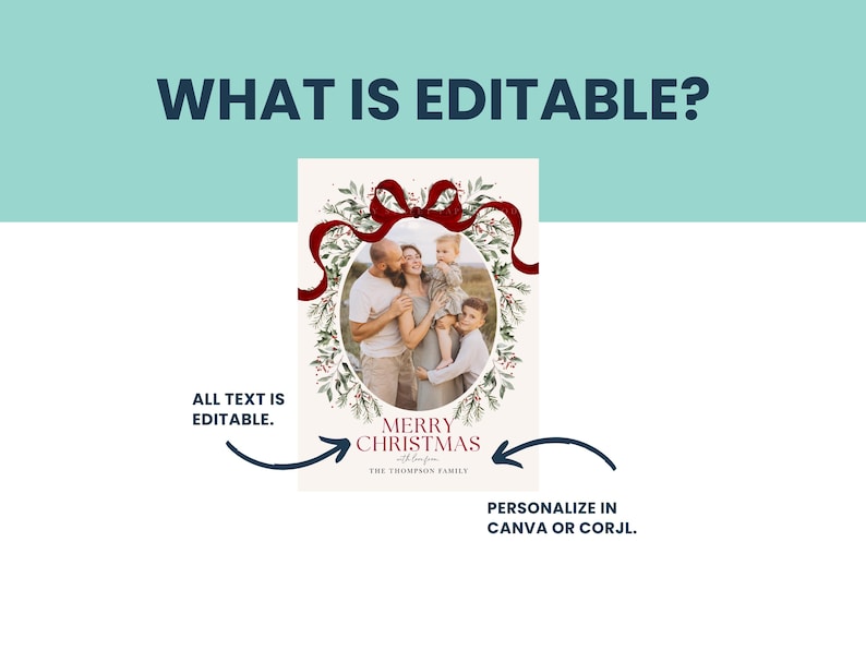 Editable Christmas Card Printable Digital Download Watercolor Coquette ...