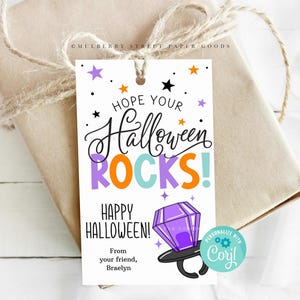 ハロウィンリングポップギフトタグ印刷可能ハロウィンパーティーの記念品ギフトデジタルダウンロード教室パーティートリートタグインスタントダウンロードCorjl