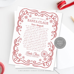 Plantilla editable de Canva para carta de Papá Noel Carta personalizada de Papá Noel Descarga instantánea de Corjl Carta oficial de Navidad de North Pole Mail