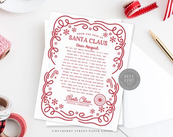 Editable Letter from Santa Canva Template Personalized Santa Claus Letter Corjl Instant Download Official North Pole Mail Christmas Letter