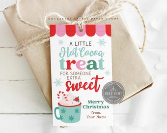 Hot Chocolate Christmas Gift Tag Printable Digital Download Canva Template Holiday Hot Cocoa Treat Tags Corjl