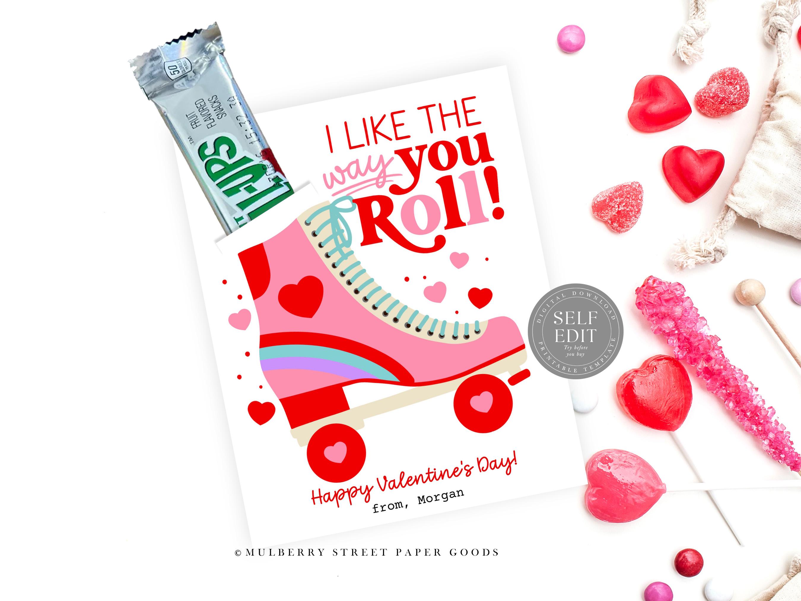 Roller Skate Valentine Card Canva Template Printable Roll up Classroom ...
