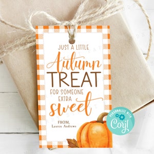 Printable Autumn Treat for Someone Sweet Gift Tag, Fall Treat Bag Tag, Teacher, Staff Appreciation Gift Tag, Personalize with Corjl