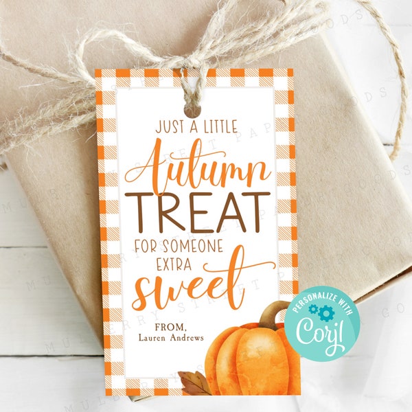 Printable Autumn Treat for Someone Sweet Gift Tag, Fall Treat Bag Tag, Teacher, Staff Appreciation Gift Tag, Personnaliser avec Corjl