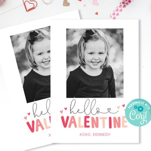Tarjeta con foto imprimible para el aula de San Valentín, tarjeta de San Valentín para la escuela con descarga instantánea, personaliza con Corjl