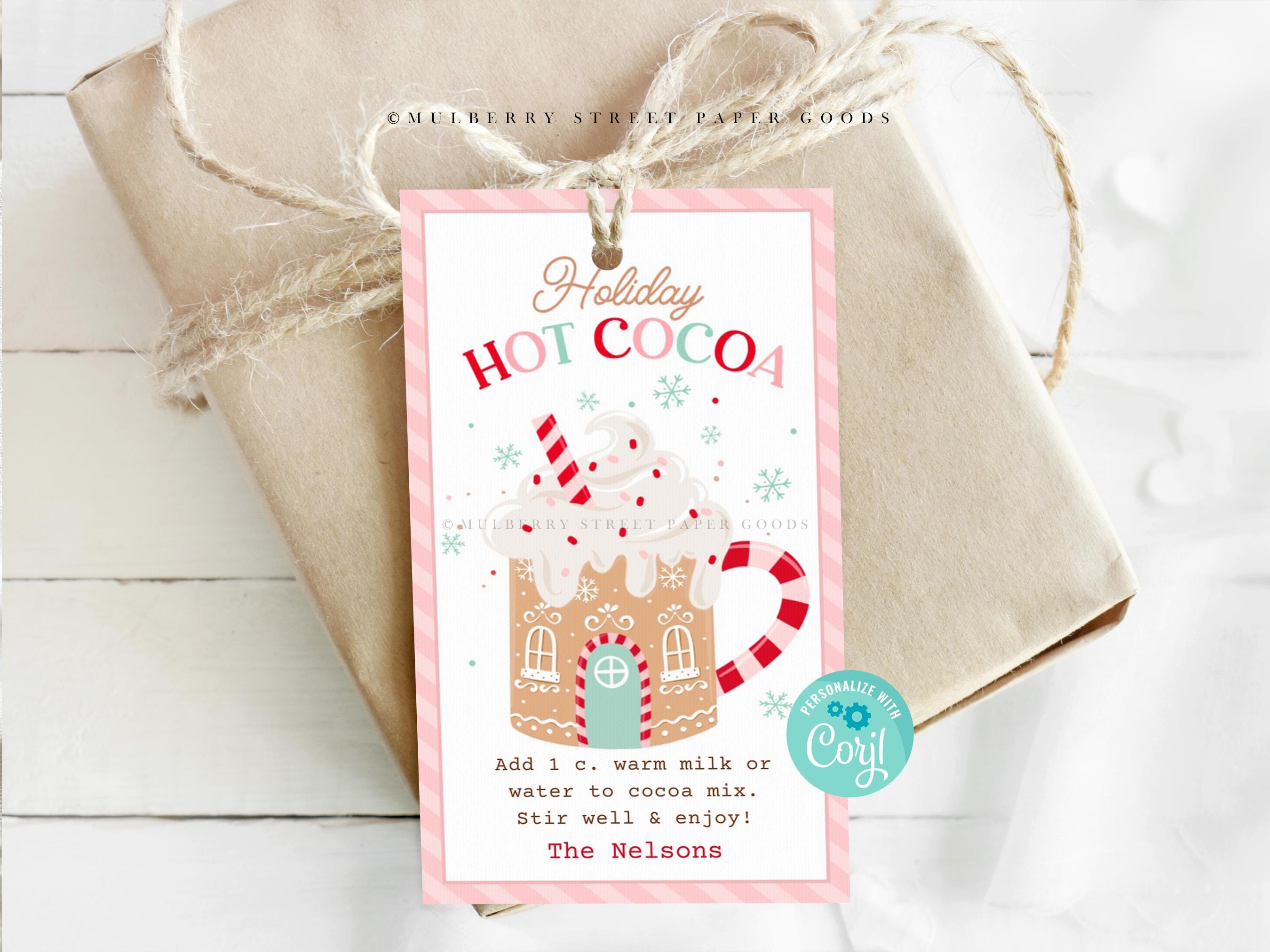 Christmas Hot Cocoa Gift Tag Printable Digital Download Pink Christmas ...
