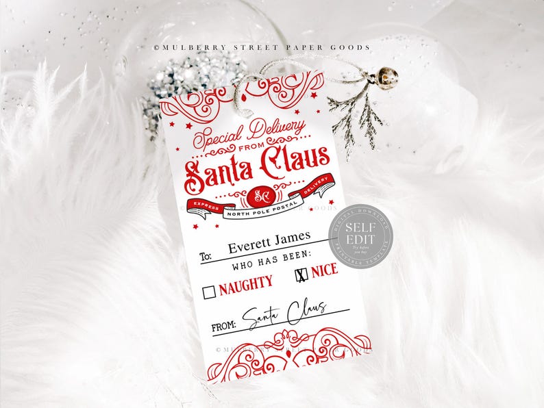 Editable Santa Gift Tag Printable Digital Download Canva Template ...