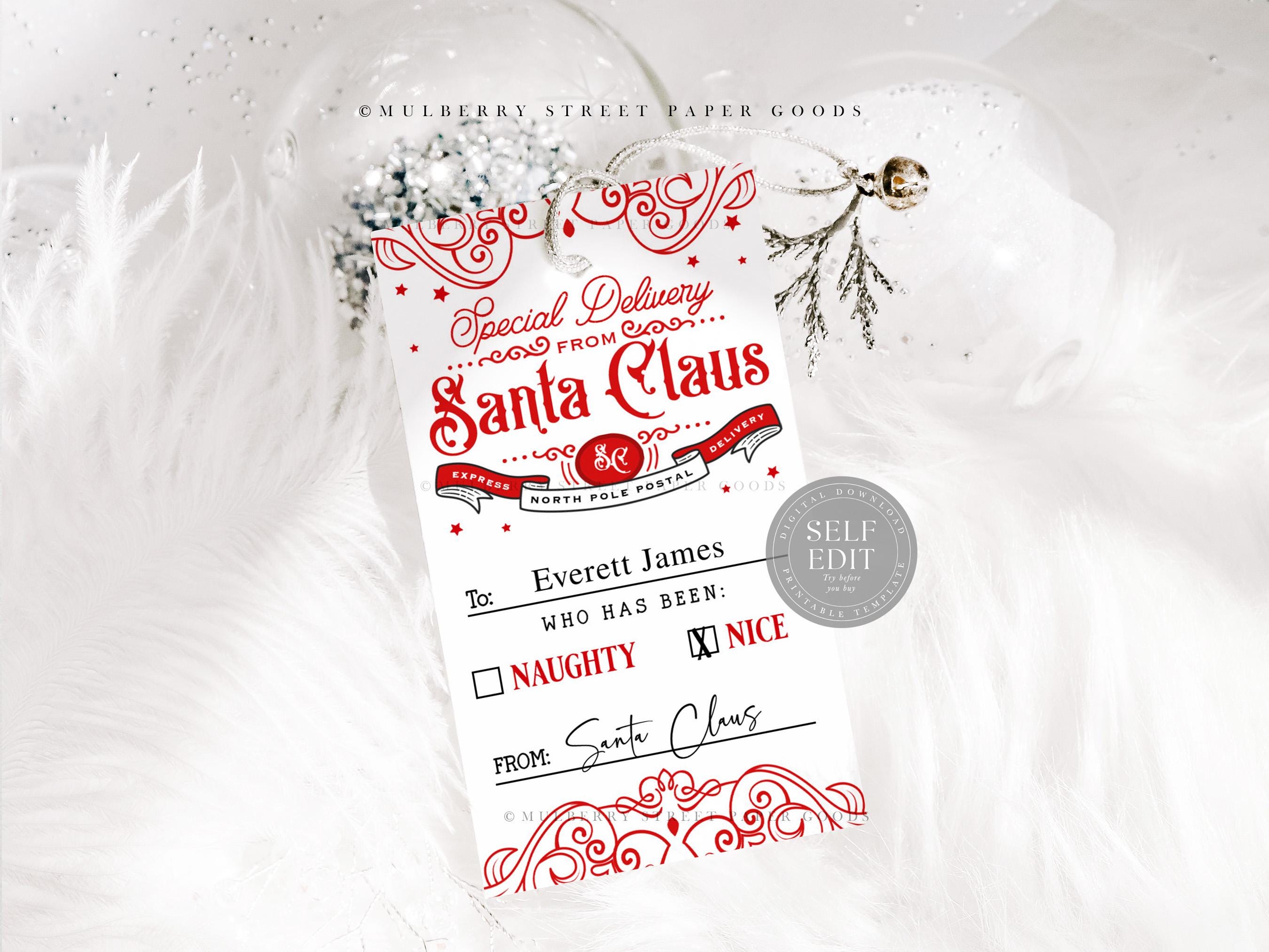 Editable Santa Gift Tag Printable Digital Download Canva Template ...