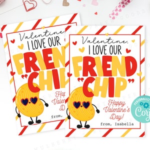 Druckbare ich liebe unseren Freund Chip Valentinstag Karte Kartoffelchips Valentinstag Klassenzimmer Austausch Karte Sofortdownload Personalisieren Sie mit Corjl