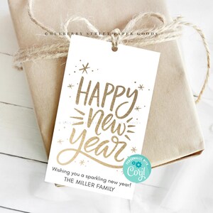 Printable Happy New Year Gift Tag, Instant Download New Year Favor Tag, Personalized New Year Tag, Edit with Corjl image 4