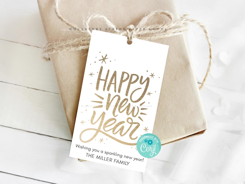 Printable Happy New Year Gift Tag, Instant Download New Year Favor Tag, Personalized New Year Tag, Edit with Corjl image 4