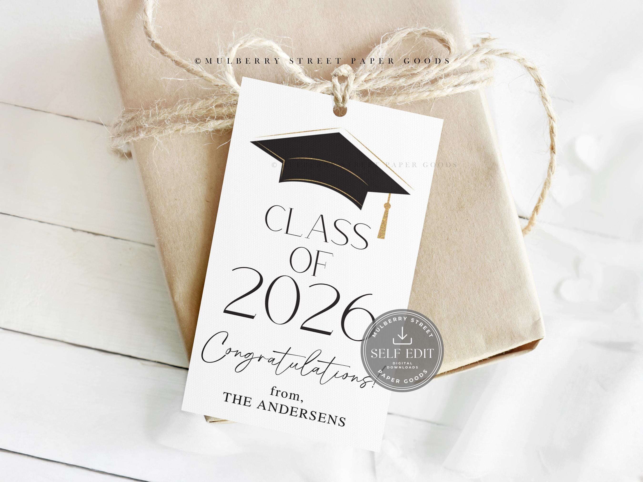 Editable Class of 2026 Graduation Gift Tag Printable Personalized Grad ...