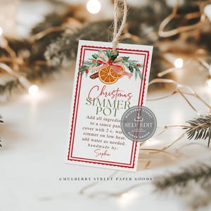Plantilla de Canva para etiqueta de regalo de olla de cocción lenta navideña, etiqueta imprimible para popurrí navideño