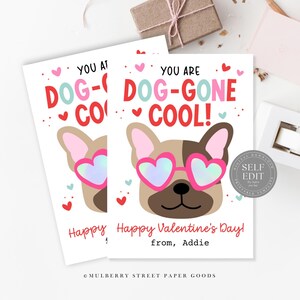 Cute Dog Valentine Card Canva Template Printable Puppy Valentine&#39;s Day Classroom Card Valentine Party Favor Treat Tag Instant Download Corjl
