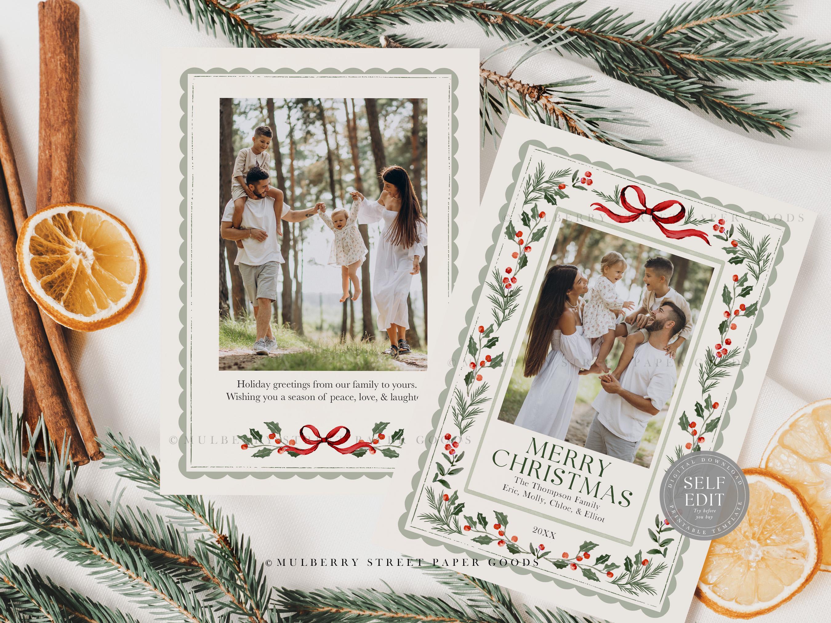 Editable Christmas Card Printable Digital Download Watercolor Custom ...
