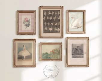 Cottagecore Ballet Wall Art Printable, Vintage Nursery Decor, Girl Bedroom Gallery Wall, Digital Download