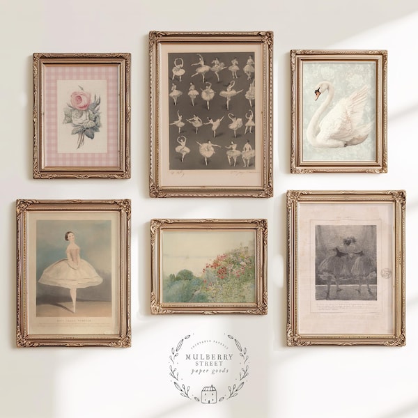 Cottagecore Ballett Kunst zum ausdrucken, Vintage Kinderzimmer Dekor, Mädchen Schlafzimmer Galeriewand, digitaler Download