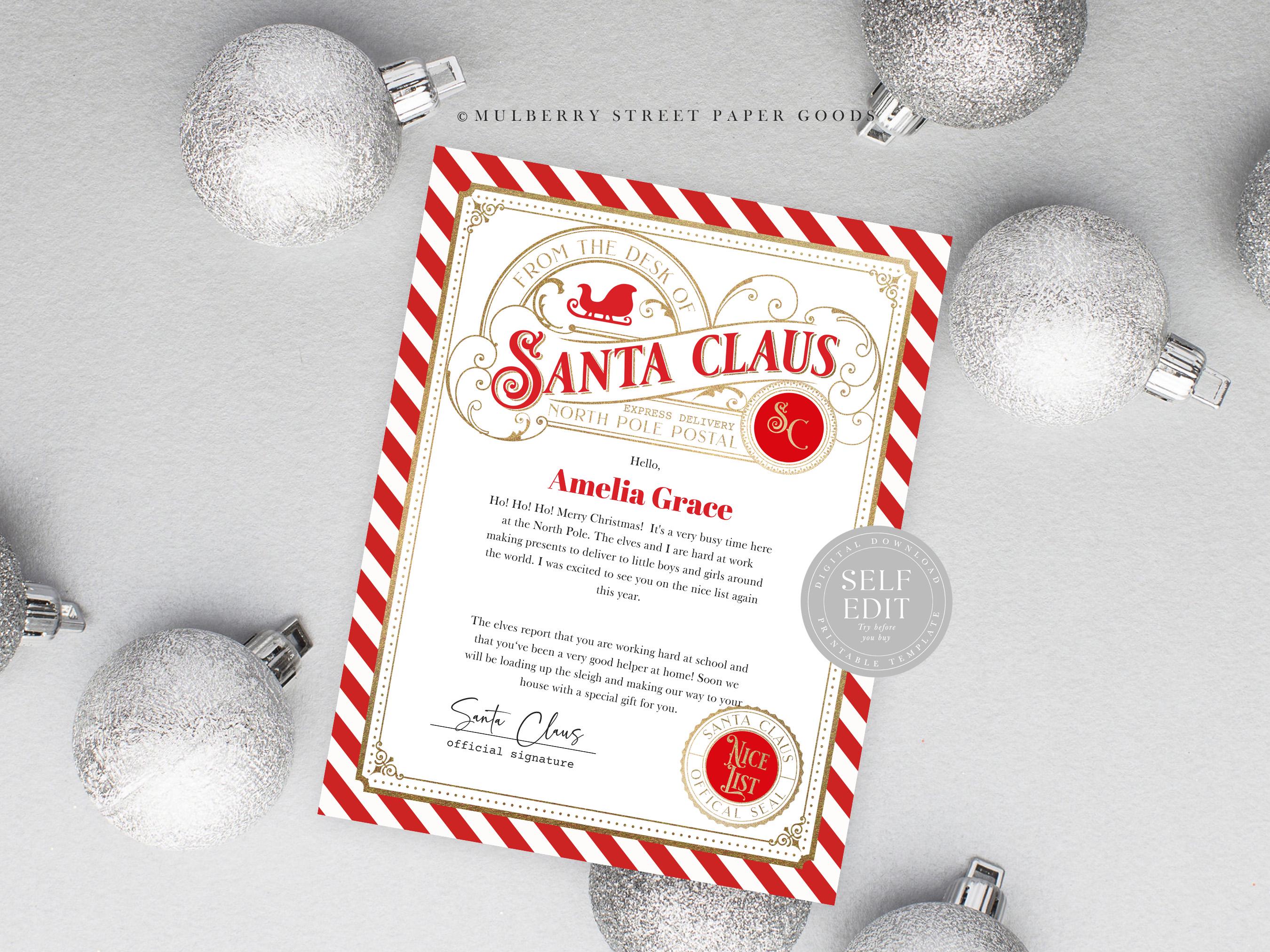 Editable Letter From Santa Claus Canva Template Digital Personalized ...