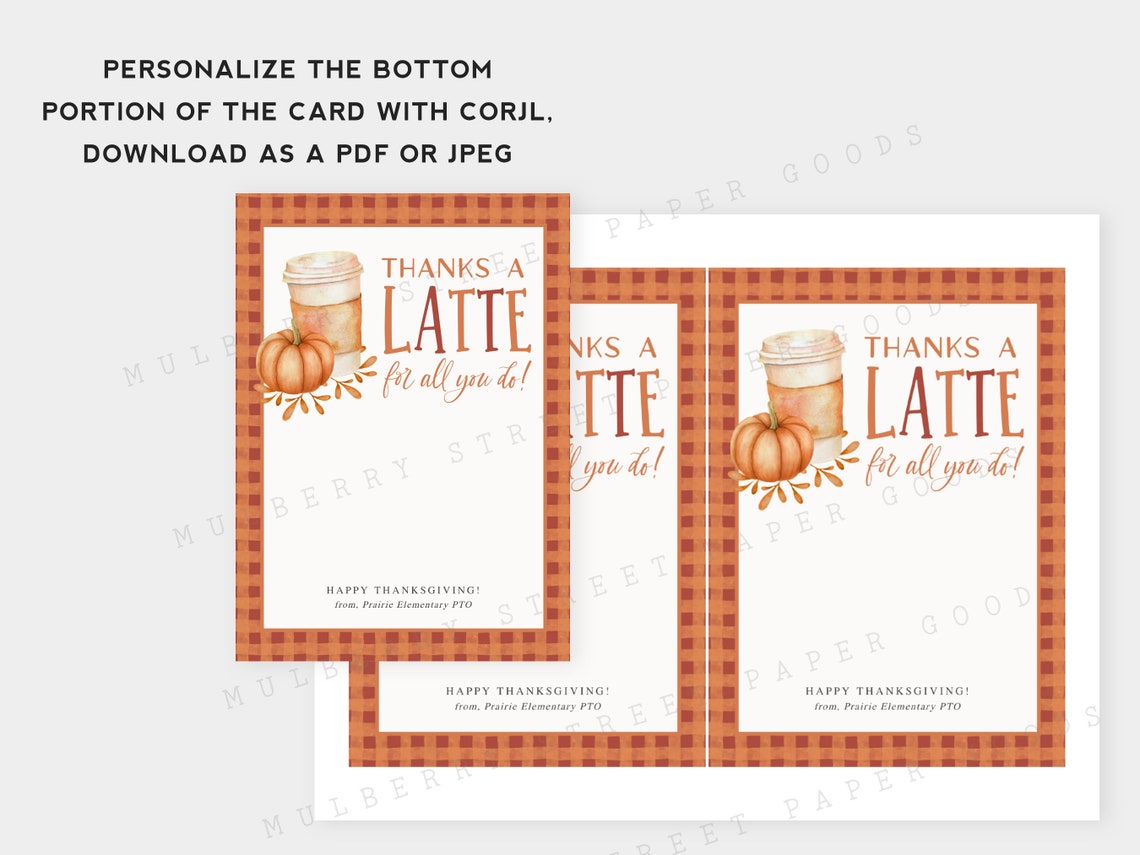 Printable Thanks a Latte for All That You Do Gift Card Holder, Teacher ...