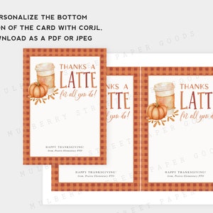 Printable Thanks a Latte for All That You Do Gift Card Holder, Teacher ...