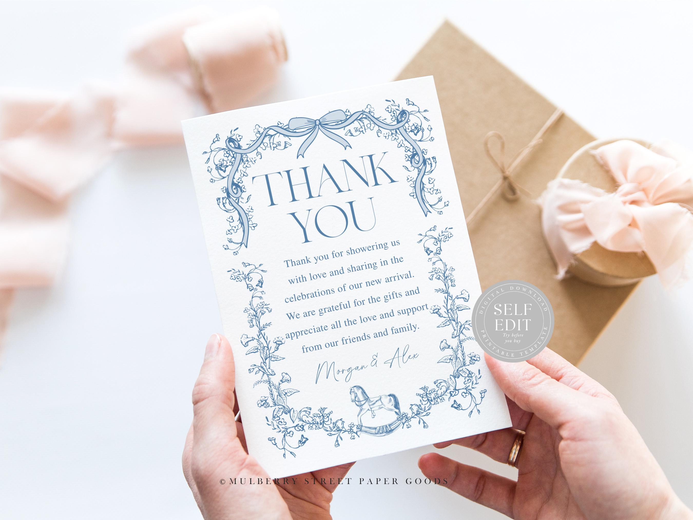 Editable Baby Shower Thank You Card Canva Template Instant Download ...