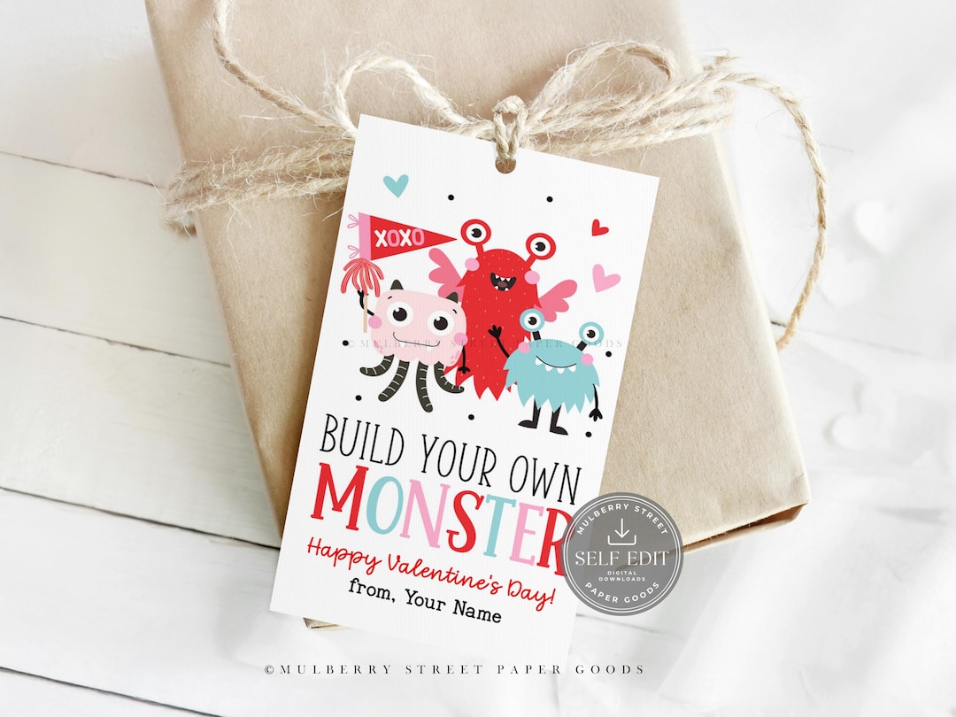 Build Your Own Monster Valentine's Day Gift Tag Printable Digital ...