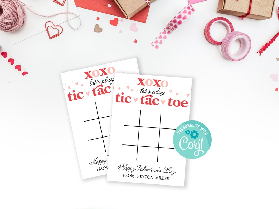 Let's Play Tic Tac Toe Printable Valentine Card Classroom