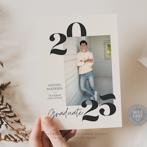 Plantilla editable de anuncio de graduación Plantilla de Canva para invitación a fiesta de graduación Tarjeta de graduación editable Invitación a la graduación de la clase de 2025