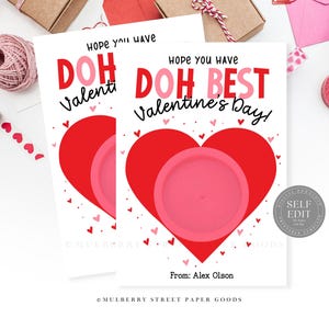 Doh Valentinstag Karte Canva Vorlage Valentinstag Kartenhalter Kinder Valentinstag Party Favor Non Candy Geschenk Klassenzimmer Valentine Corjl