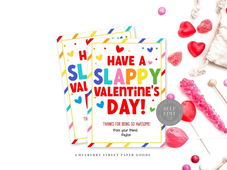 Printable Have A Slappy Valentine's Day Card Slap Bracelet Valentine ...