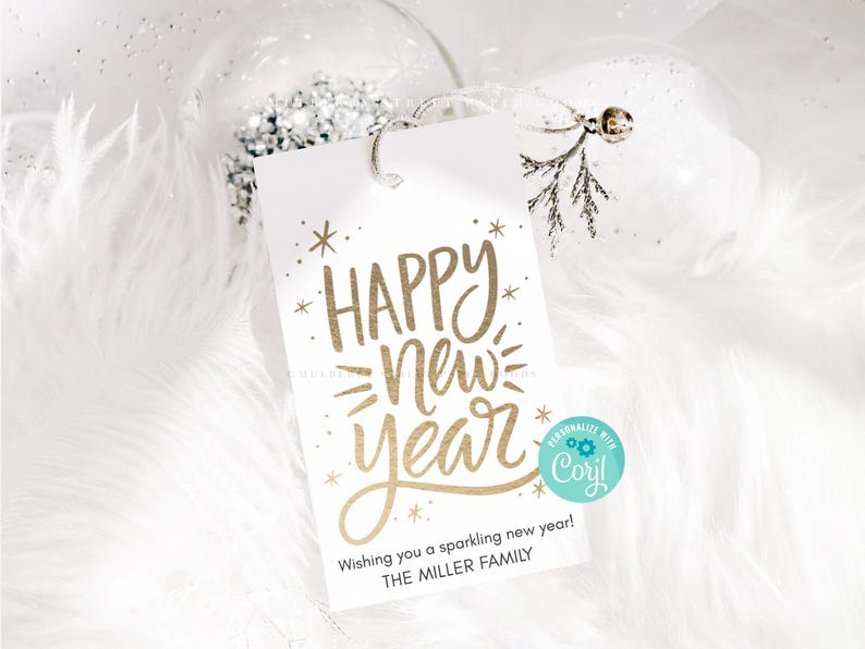 Printable Happy New Year Gift Tag, Instant Download New Year Favor Tag, Personalized New Year Tag, Edit with Corjl image 10